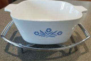 Vintage 1960s Corning Ware Blue Cornflower Casserole Dish P - 1 3/4 - B Quart Cradle