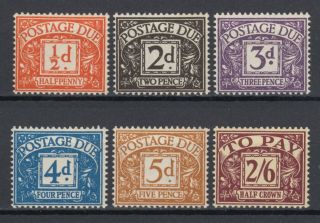 Great Britain 1954 - 55 Sg D40 - D45 Mnh Set,  Postage Due Stamps,  Elizabeth Ii
