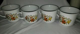 Set Of 4 Vintage Corelle Indian Summer Pattern Coffee Mug Corning Ware Tea Cup