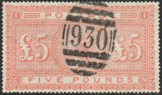 1867 - 83 £5 Orange Sg 137 Small Closed Tear At Top Fine V88822