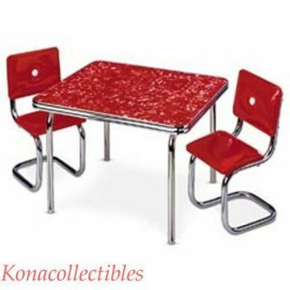 American Girl Molly Chrome Table & Chairs In Shipper So Retro