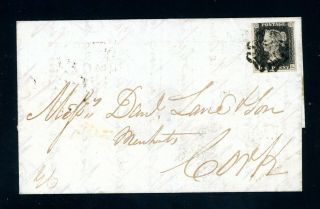 1841 Penny Black On Cover,  Liverpool To Cork.  Very Fine (j150)