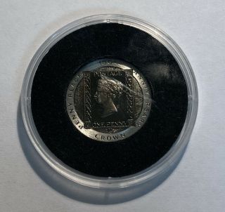 1990 Iom Isle Of Man Penny Black Stamp Coin 1/5 Crown 150th Ann.  Of The Penny