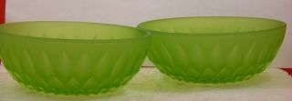 Vintage Indiana Frosted Satin Lime Green Glass Bowls Honeycomb Set Of 2