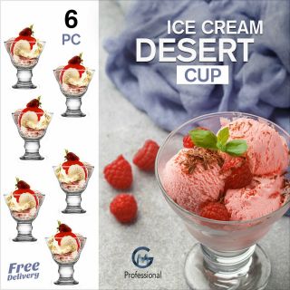 6pc Ice Cream Glass Bowls Dessert Glasses Cup Sundae Fruit Pudding Dishes Set