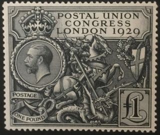 Gb George V - 1929 Puc £1 - Sg438 - Lmm - Well Centred - Kgv Gv Pound Stamp