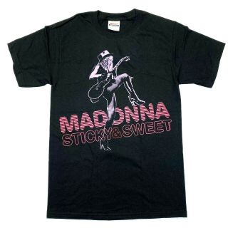 Madonna Sticky & Sweet Tour Steppin Tee Hanes Heavyweight T - Shirt - Black - S