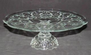 Le Smith Glass Co.  Moon And Star Crystal Pedestal Round Footed Cake Stand