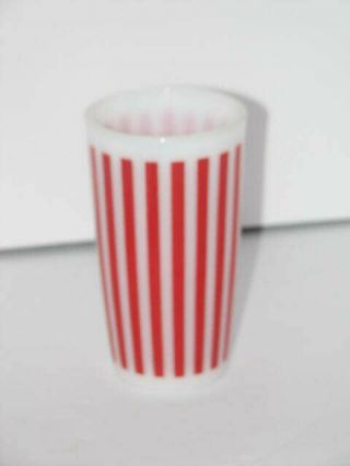 Vintage Hazel Atlas Red Candy Stripe Milk Glass Tumbler 5.  25 Inch