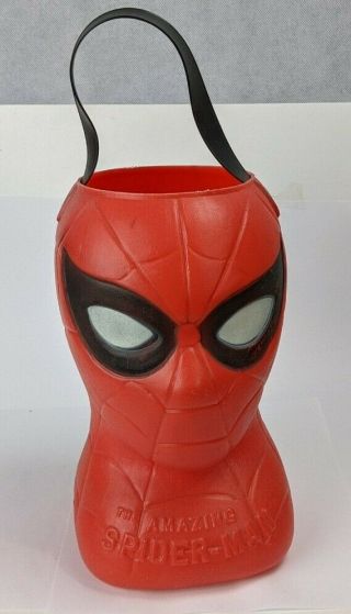 Vintage The Spider - Man Halloween Bucket 1979 Marvel Renzi Usa Blow Mold