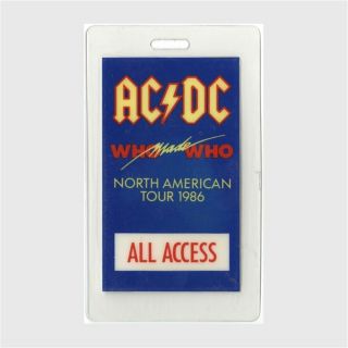 Ac/dc Authentic Vintage 1986 Concert Laminated Backstage Pass Who Made Who Tour
