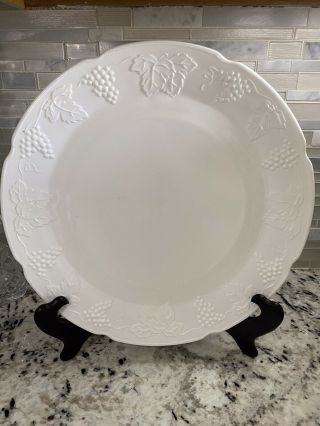 Large Vintage White Milk Glass Serving Tray Platter 14 Inch