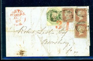 1848 Spectacular Embossed 1s 3d Rate Cover To Usa From Liverpool (d565)