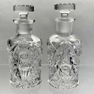 2 Vintage Reeded Star 302 Pattern Cologne Bottles Pressed Imperial Glass Company