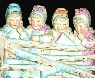 Antique German Victorian Heubach Era Snow Babies Girls Dolls Bisque Figurine