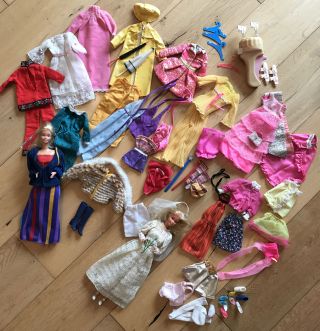 Vintage Barbie 1980s Dolls,  Clothes And Accessories Bundle.  Wedding Barbie.