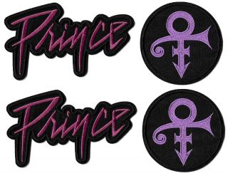 Prince The Artist Symbol,  Purple & Black Logo Patches [lot Of 2] Embroidered