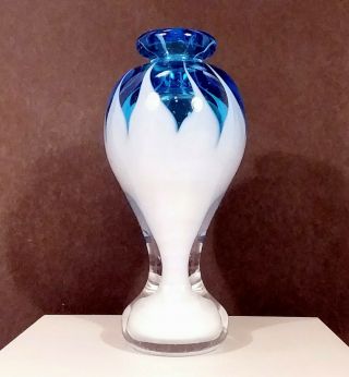David R Bouton Rainbow Glassworks Bud Vase Signed And Dated Art Glass 1982