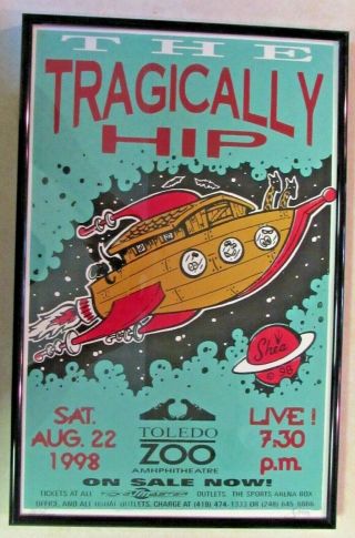 The Tragically Hip Concert Poster From Toledo Zoo - Professionally Framed 1998