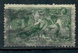 Gb 1913 £1 Dull Blue - Green Waterlow Seahorse Fair Sg404 Cv £1600