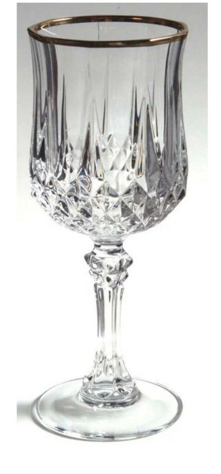 Retired Set Of 3 Longchamp Gold Wine Glass Cristal D 