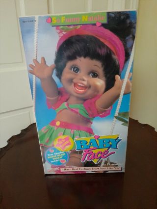 RARE.  NIB So Funny Natalie African American Baby Face Doll Galoob 1990 3