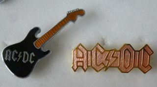 Acdc Ac - Dc Enamel Pin Badges X 2 Pop Music Heavy Metal Band Guitar Shape