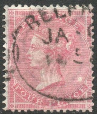 1855 - 57 4d Pale Carmine Scarce Spoon Postmark Sg 64 Odd Blunt Perf Fu V88314