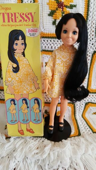 Vintage Ideal Gorgeous Tressy Crissy Hair Grow Doll With Box/ Extra.