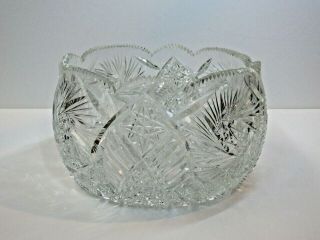 Heavy Crystal Cut Glass Serving Bowl - - 5 - Pounds Stunning