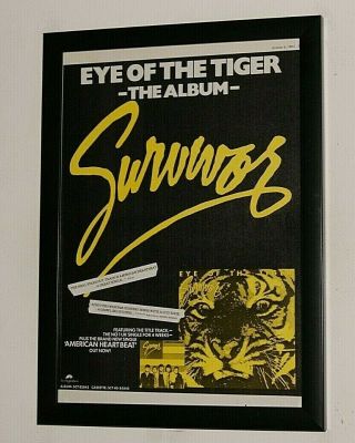 Survivor Framed A4 1982 `eye Of The Tiger Album Band Promo Rare Poster
