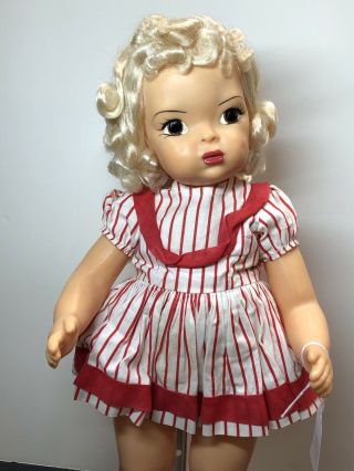 16” Vintage Antique Terri Lee Red Dress Platinum Blonde W/ Brown Eye S