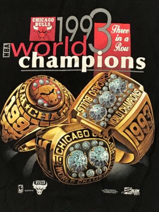 Chicago Bulls 1993 T - Shirt Nba World Champs 3 - Peat Three Michael Jordan Poster