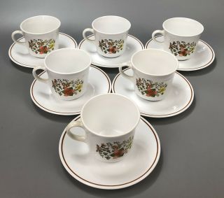 Set Of 6 Corelle Corning Indian Summer Tea Coffee Cups & Saucers 2 Aa