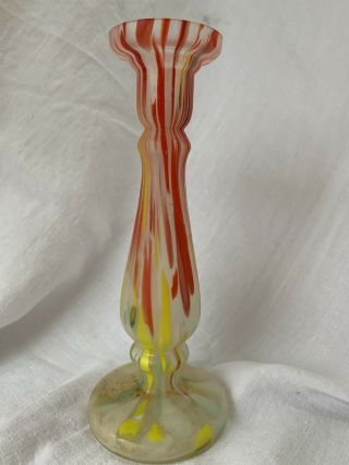 Stunning Italian Art Glass Bud Vase/candle Holder Red/yellow/green