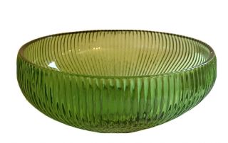 Vintage E.  O.  Brody Co.  Cleveland Depression Glass Green Ribbed Bowl Dish 14