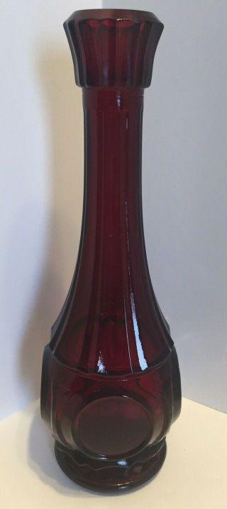 Vintage Mcm Ruby Red Wheaton Glass Bullseye Bud Vase 9 1/4 "