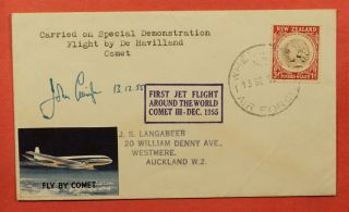 1955 Gb Zealand Signed Comet Iii First Jet Flight Around The World