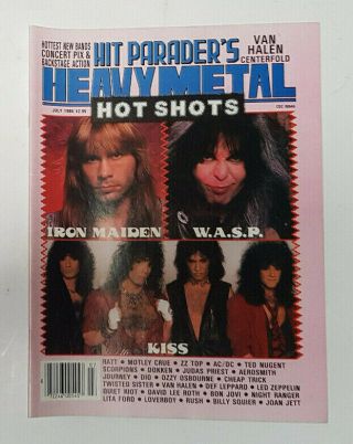 Vintage Mag Hit Paraders Heavy Metal Jul 1986 Iron Maiden Wasp Kiss Ac/dc Dio