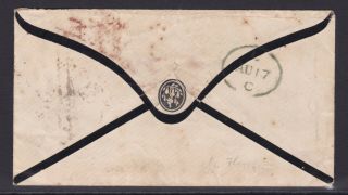 GB.  QV.  SG 54,  1/ - pale green on cover to USA.  Liverpool spoon cancel. 2