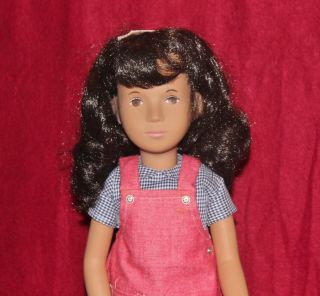 16 " Vintage 111 Sasha Doll,  Brunette Pinafore,  Tag And Box,  Made In England.