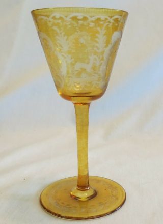 Egermann Bohemian Glass Amber Cut To Clear Black Forest Wine Goblet (s)