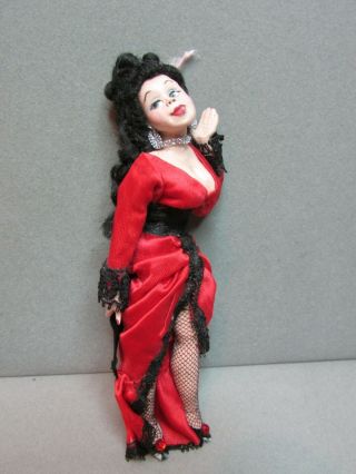 Vintage Miniature Dollhouse Artisan Sculpted Doll Sexy Lady In A Red Dress