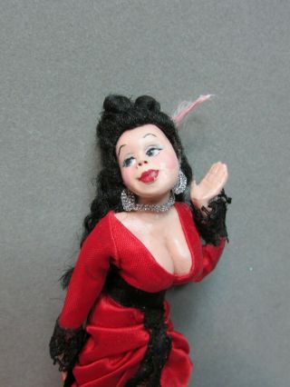 Vintage Miniature Dollhouse Artisan Sculpted Doll Sexy Lady in a Red Dress 2