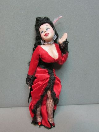 Vintage Miniature Dollhouse Artisan Sculpted Doll Sexy Lady in a Red Dress 3