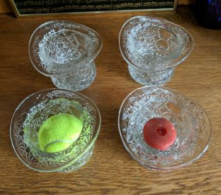 4 Pc Set Fenton Daisy And Button Top Hat Clear Glass 3.  5  Tall 4.  5 " Diameter.
