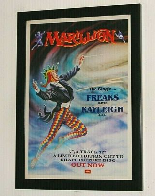 Marillion Framed A4 1988 `freaks / Kayleigh` Single Band Promo Poster