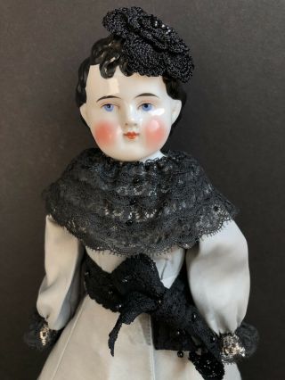 Antique German 13” Brunette China Head Child Girl Doll