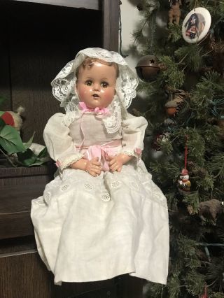 Ideal Baby Unmarked " Miracle On 34th Street " Doll Antique 17” Dressed