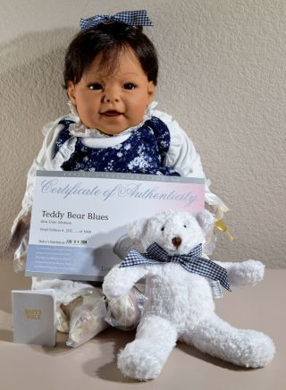 Lee Middleton Baby Doll " Teddy Bear Blues " Model 01186 Reva Schick